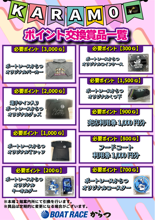 ＫＡＲＡＭＯポイント交換賞品一覧
